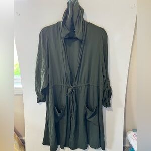 Torrid Olive Green Utility Jacket with Collared Neckline and Flowy Silhouette